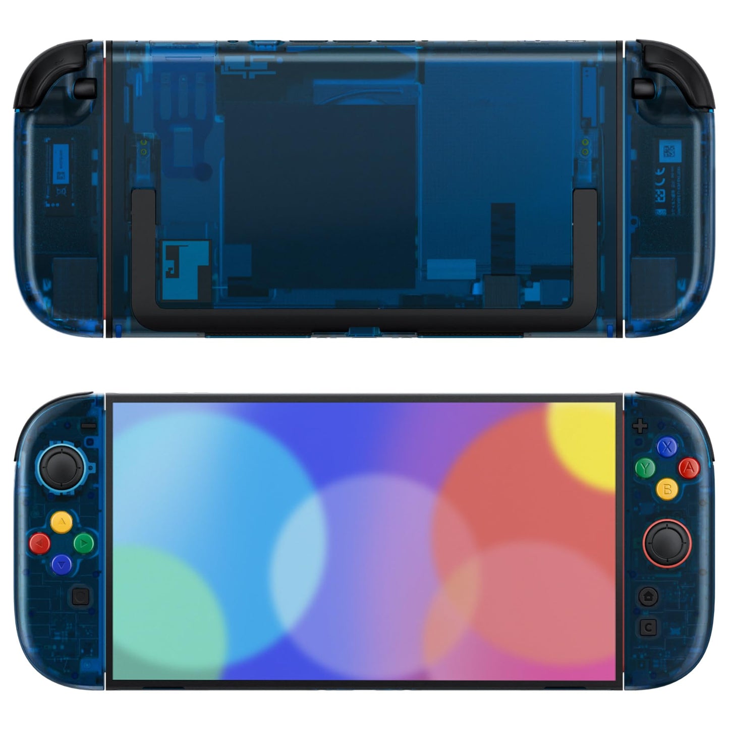 eXtremeRate DIY Replacement Shell Buttons for Nintendo Switch 2  Custom Console Rear Back Plate + Faceplate with Decorative Strips ABXY Direction Keys for Joycon 2 - Essence Version - Clear Blue