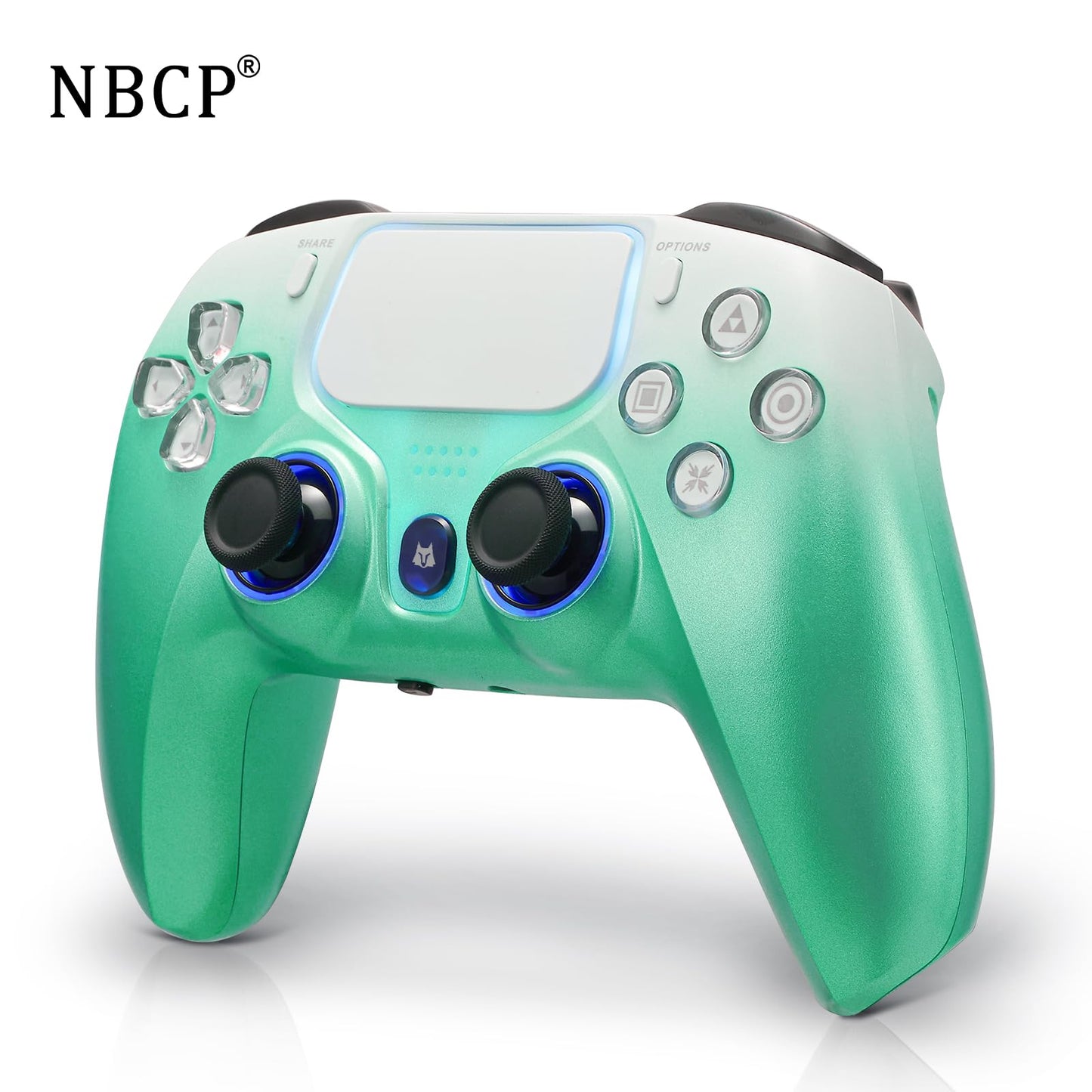 NBCP For PS4 Wireless Controller  Compatible With PS4/PS3/PC/iOS/Android Six-Axis Gyroscope  Dual Vibration 1200mAh Battery Dual Hall Effect Triggers Touchpad  Turbo Function(green)