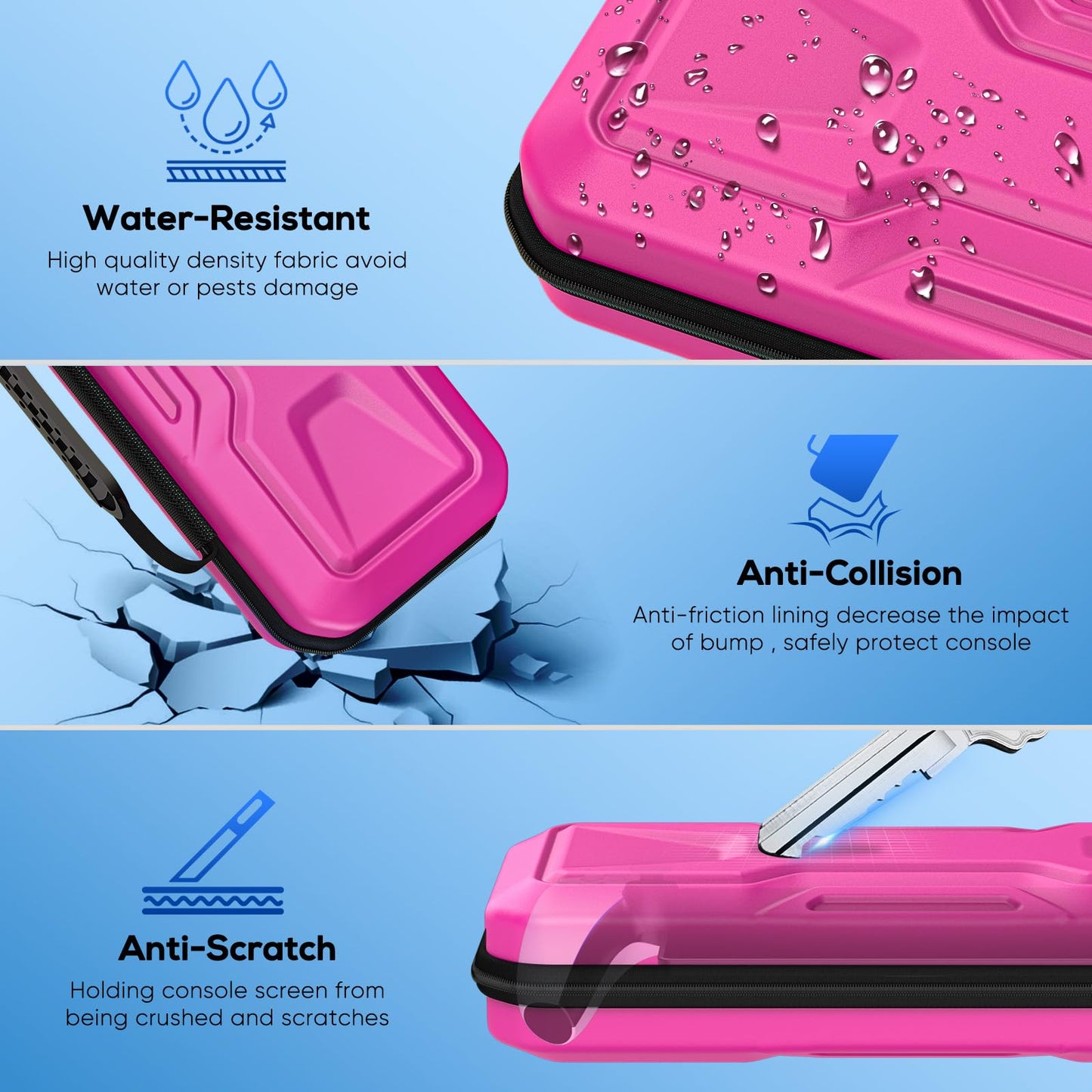 FYOUNG Carry Case Bundle for PlayStation Portal - Hard PC Clear Cover & Tempered Glass Protector, Pink, Model PSP7
