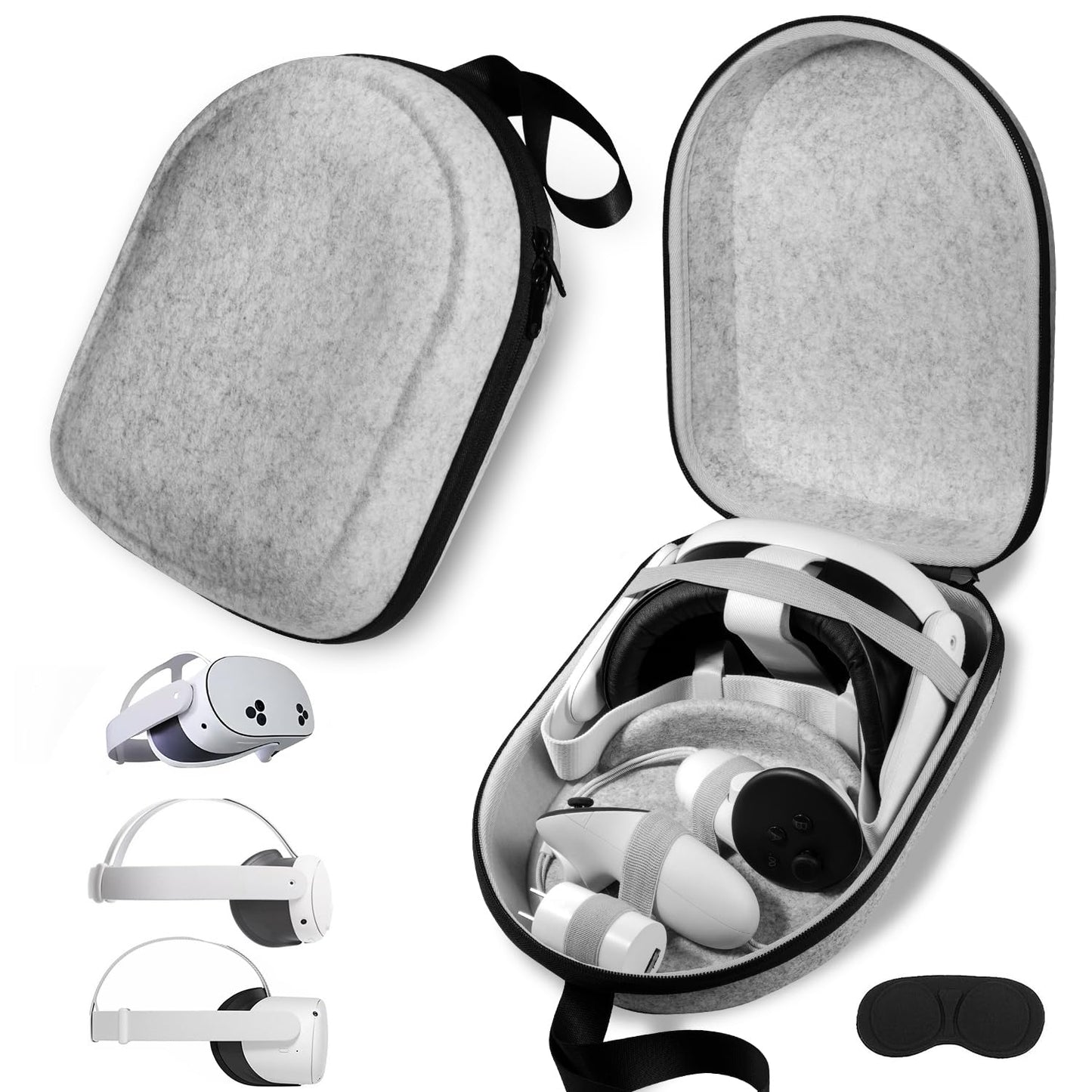 BnLnHOGVR Carrying Case Compatible with Oculus Meta Quest 3S/Quest 3/Quest 2  Apple Vision Pro VR Headsets Original Head Strap and Controller Accessories  Hard Shell Bag for Travel and Storage