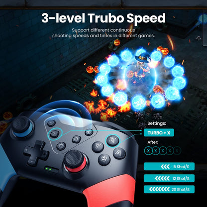 VOYEE Switch Pro Controller, Wireless with Motion Control & Vibration, Red and Blue, Compatible with Switch/Lite/OLED, Model S03