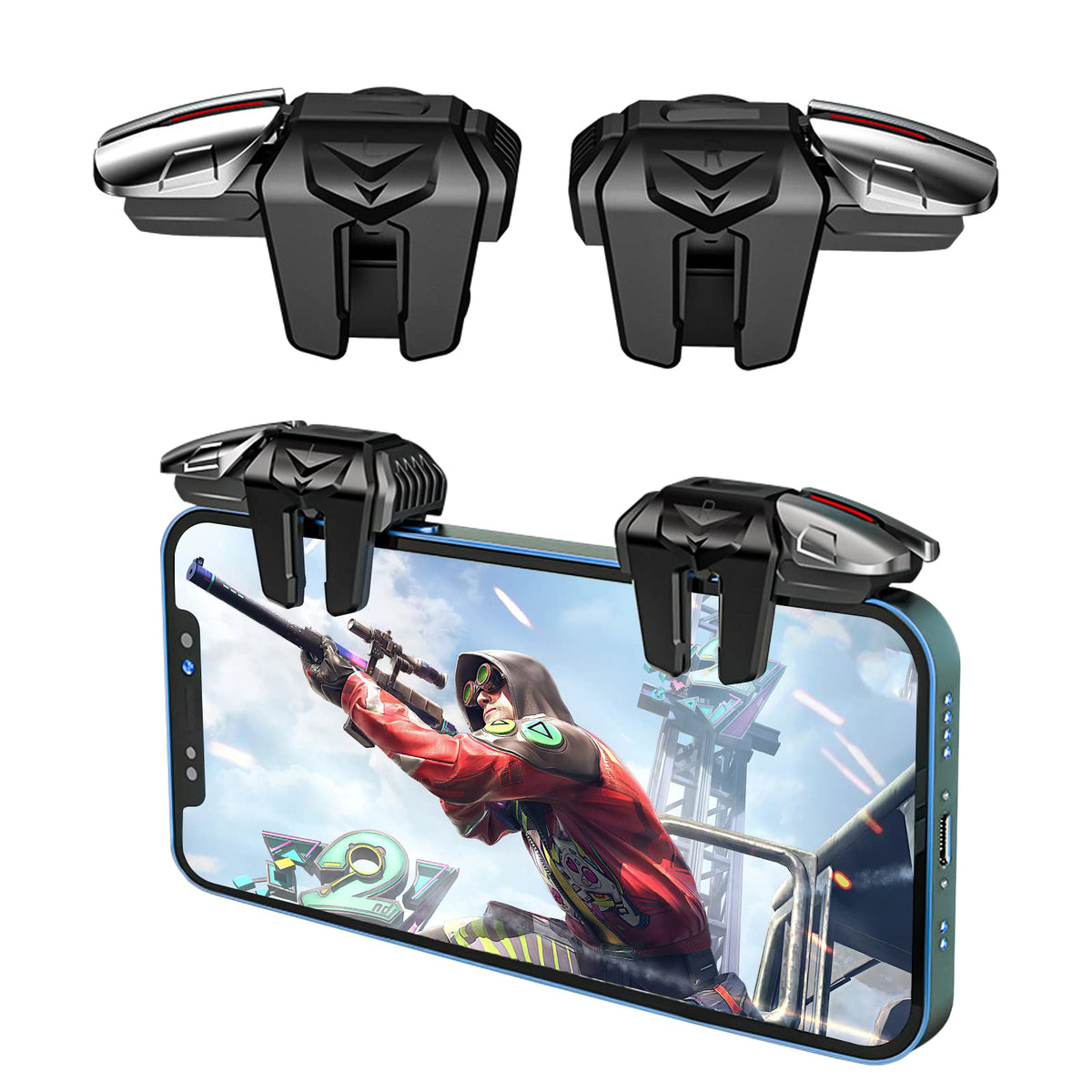 Newseego for 2022 New Model Mobile Game Controller control button  Mobile Game Accessories 6 Finger control button Sensitive Shoot Target Buttons Smartphone Game Controller Gamepad for PUBG/Survival Rules/Knives Out