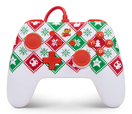 PowerA Wired Controller for Nintendo Switch - Mario Holiday Sweater, Nintendo Switch - OLED Model, Gamepad, Game controller, Wir