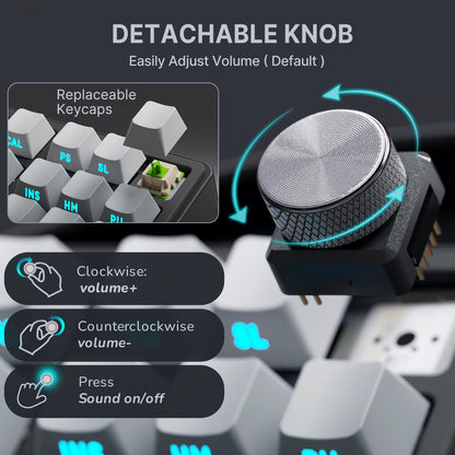 RK ROYAL KLUDGE R87 Pro Wireless 75% RGB Mechanical Gaming Keyboard - Bluetooth/2.4G/Wired, Grey, Hot Swappable Linear Switch