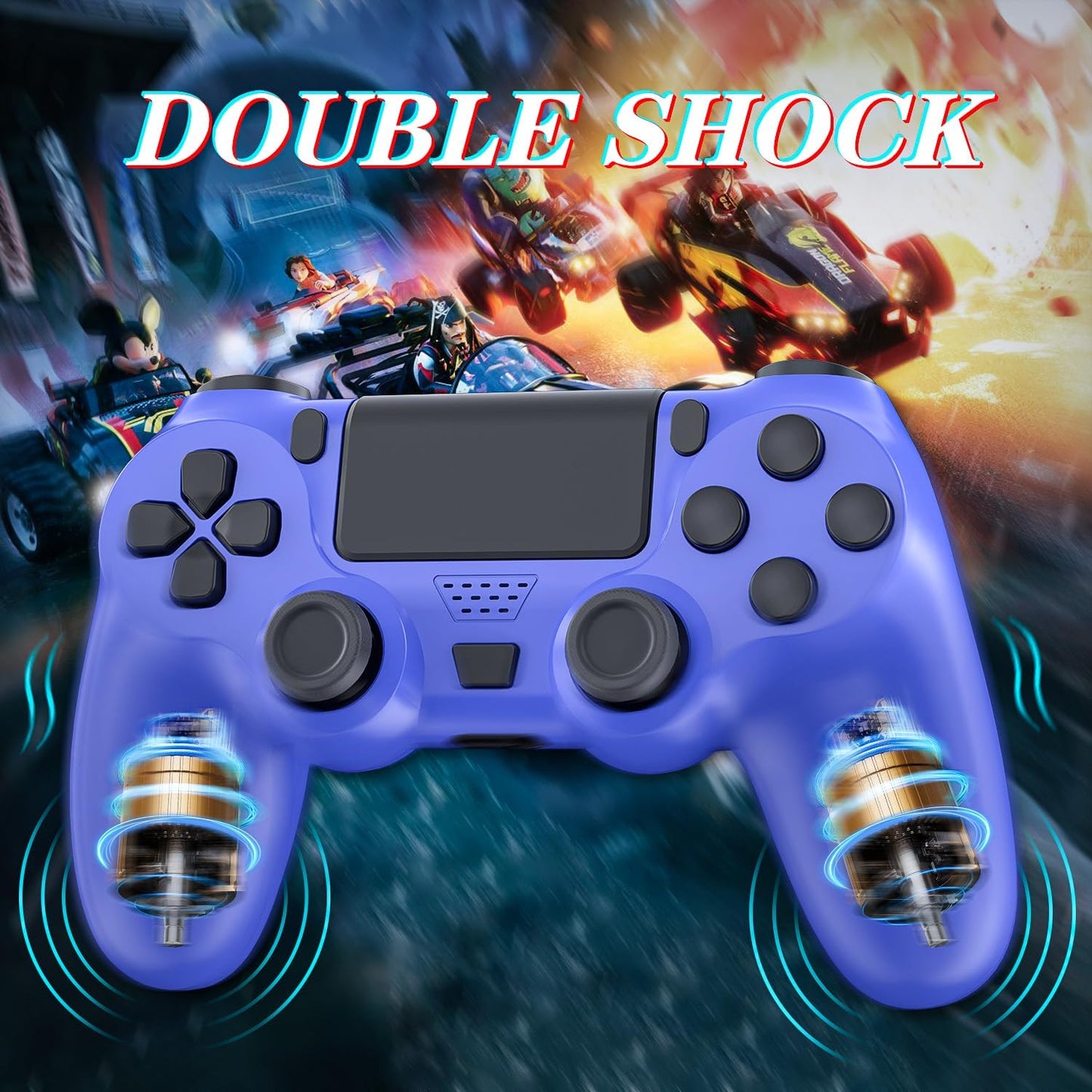 YsoKK Wireless Controller for PS4/Slim/Pro - Double Shock, Audio, Six-axis Motion Sensor - Purple & Blue