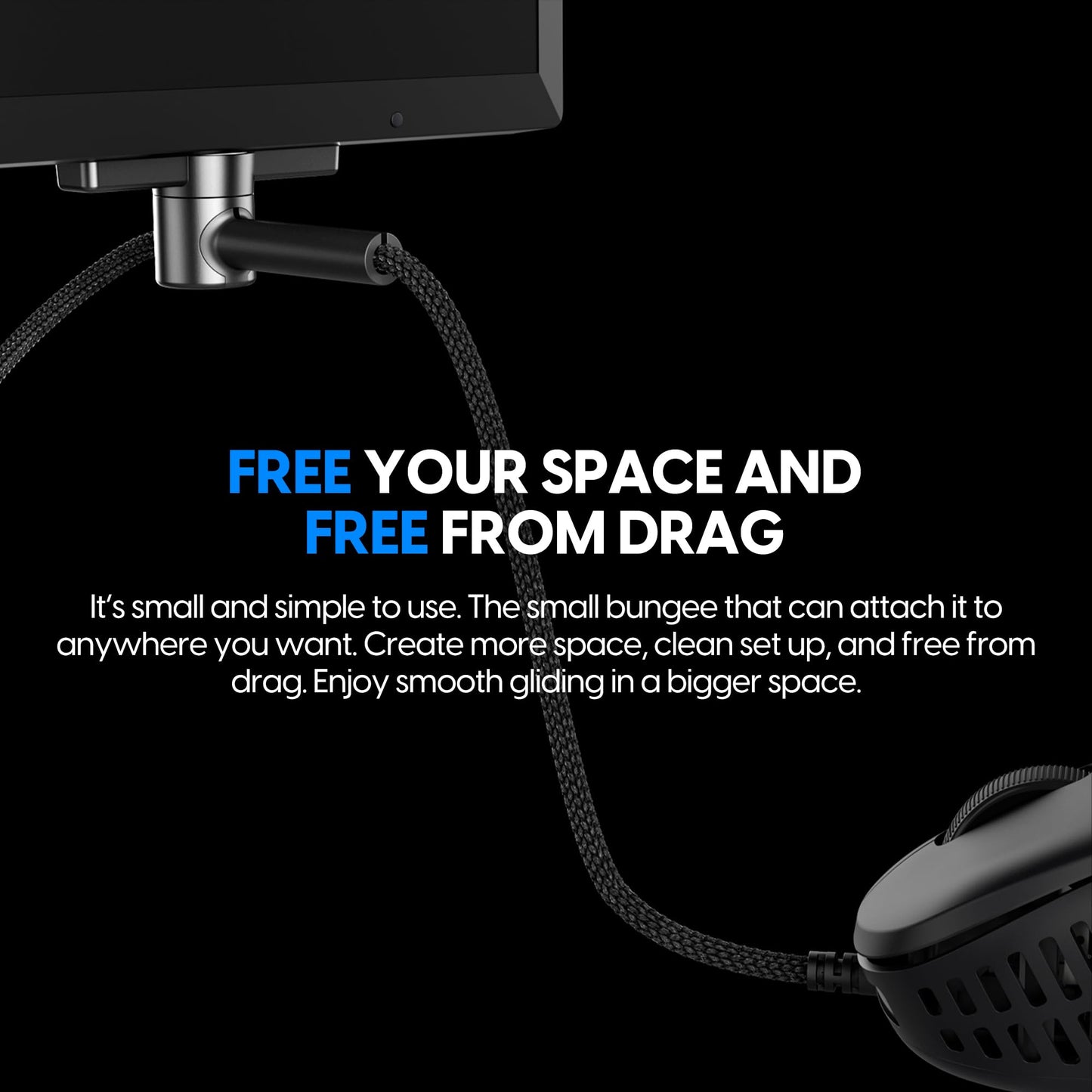 Pulsar Gaming Gears Micro Bungee ES - Drag-Free Wired Mouse Support - Compact Size - Black - Single Pack