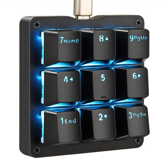Koolertron Mechanical Numpad Macro Keyboard  9-Key Numeric Keypad LED Backlit Gaming Keyboard  Fully Programmable Number Pad Keyboard  Computer High Ground Mechanical Macro Number Keypad