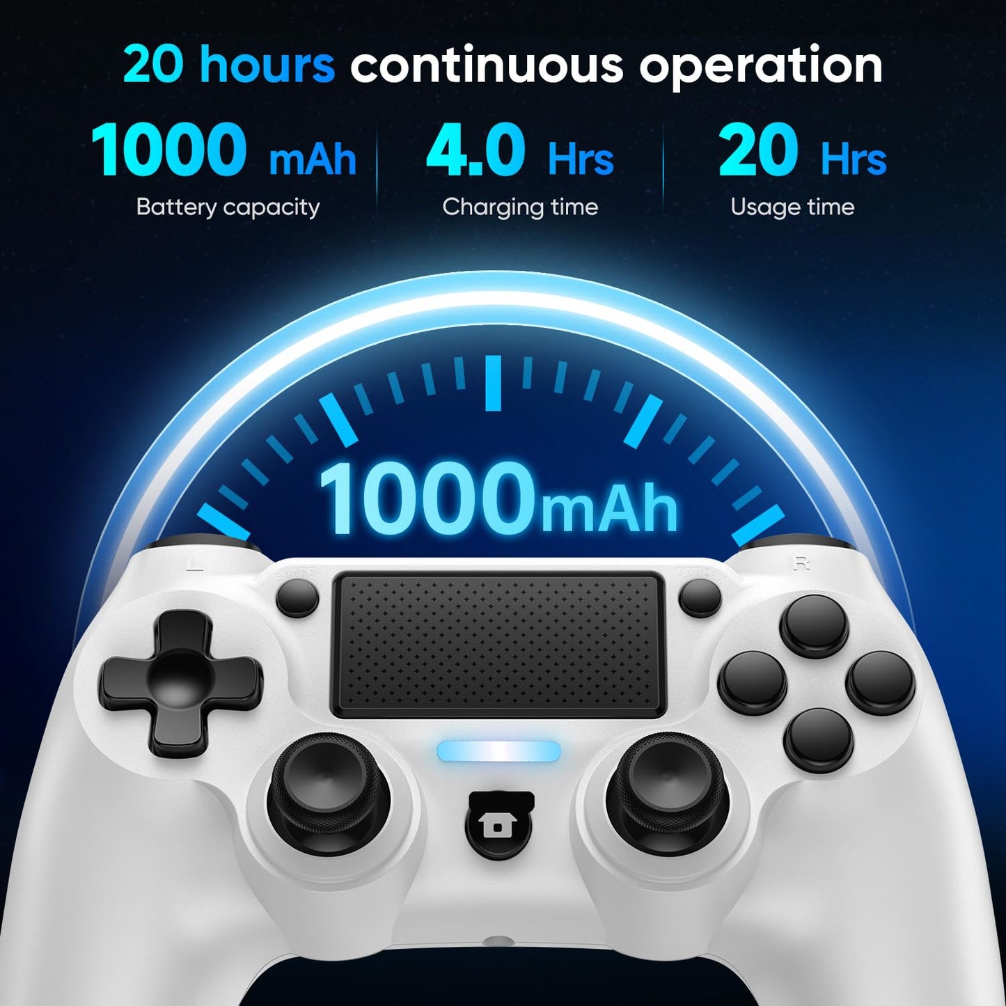 Matbip Wireless Controller for PS4 - Dual Vibration, Turbo, Type-C Port, 2 Pack (Black and White)