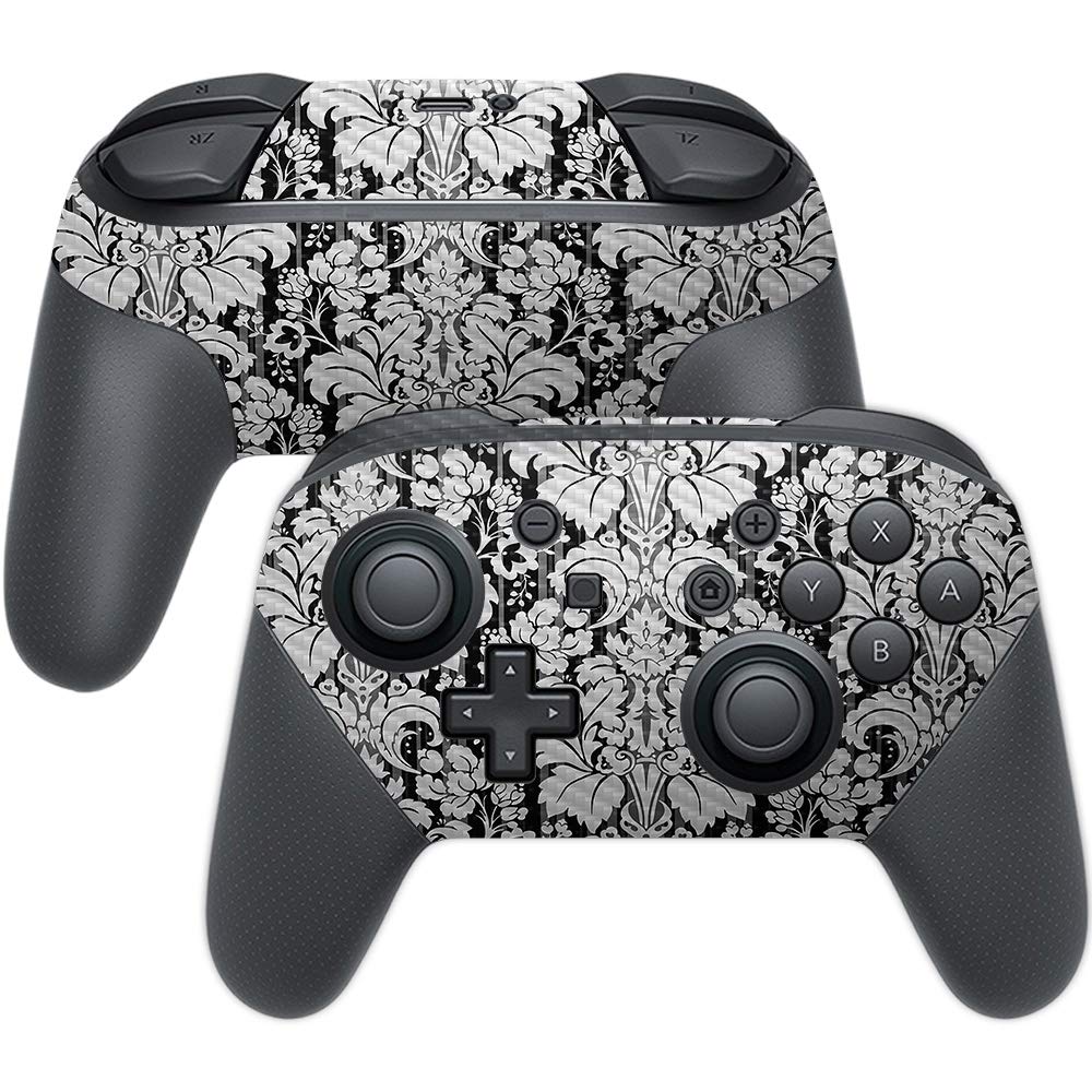 MightySkins Carbon Fiber Skin for Nintendo Switch Pro Controller - Floral Retro | Protective  Durable Textured Carbon Fiber Finish | Easy to Apply  Remove  and Change Styles | Made in The USA