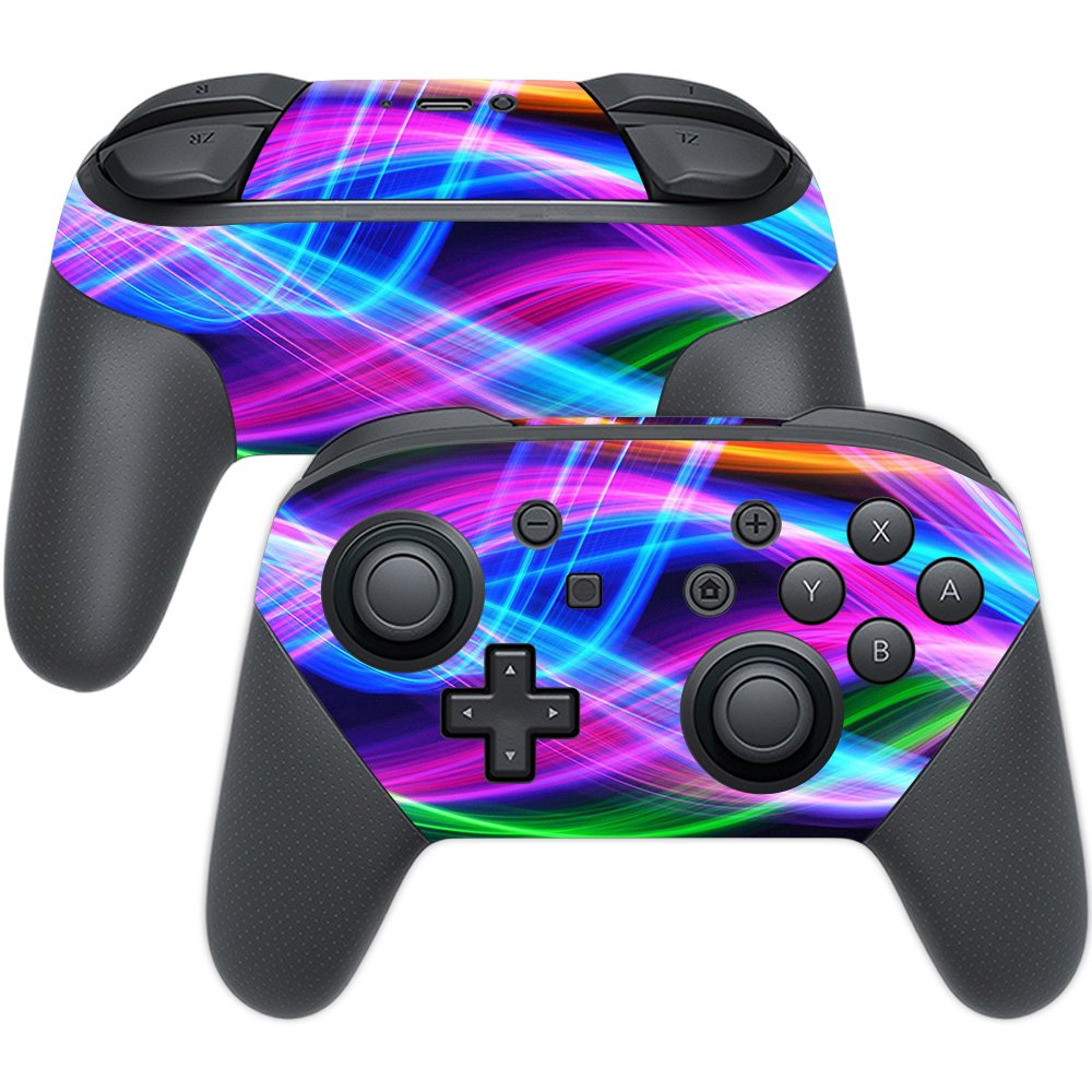 MightySkins Skin Compatible with Nintendo Switch Pro Controller - Light Waves | Protective, Durable, and Unique Vinyl Decal wrap
