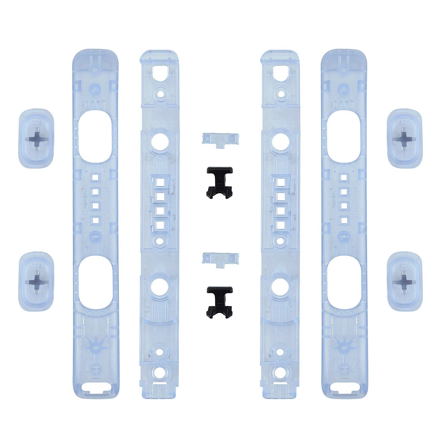 eXtremeRate DIY Replacement Shell for Joycon Strap  Transparent Clear Glacier Blue Custom Controller Wrist Strap Housing Buttons for Nintendo Switch & Switch OLED Model - 2 Pack