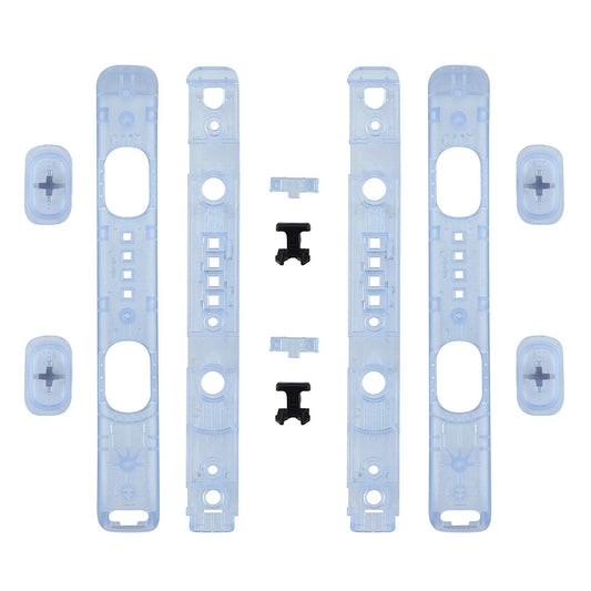 eXtremeRate DIY Replacement Shell for Joycon Strap  Transparent Clear Glacier Blue Custom Controller Wrist Strap Housing Buttons for Nintendo Switch & Switch OLED Model - 2 Pack