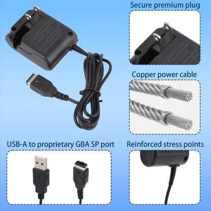 BTFO Gameboy Advance SP Charger Kit - Black Portable Wall Charger & Data Cable for DS/GBA SP Systems, Model G29112