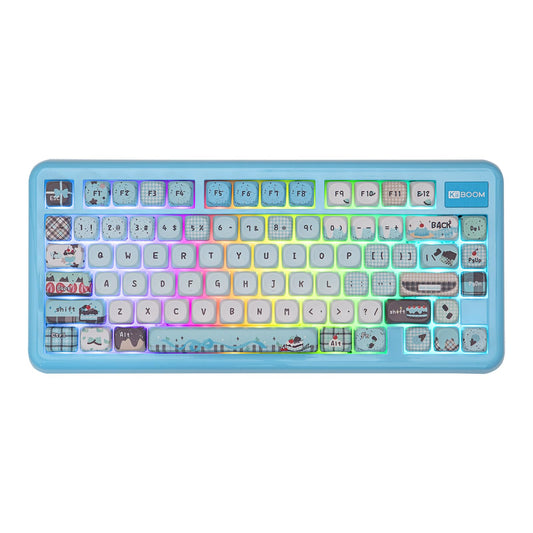 KiiBoom Phantom81 Lite 75% Gasket Mechanical Keyboard  QMK&VIA Programmable  3 Modes Wireless Gaming Keyboard  RGB Backlights  ABS Case + UV Tech  Hot-Swappable for Windows/Mac/Linux (Blue)