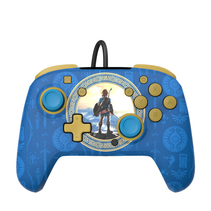 PDP Wired Nintendo Switch Pro Controller - Hyrule Blue, One Size, Model 500-134-HLBL, Compatible with Switch Lite/OLED