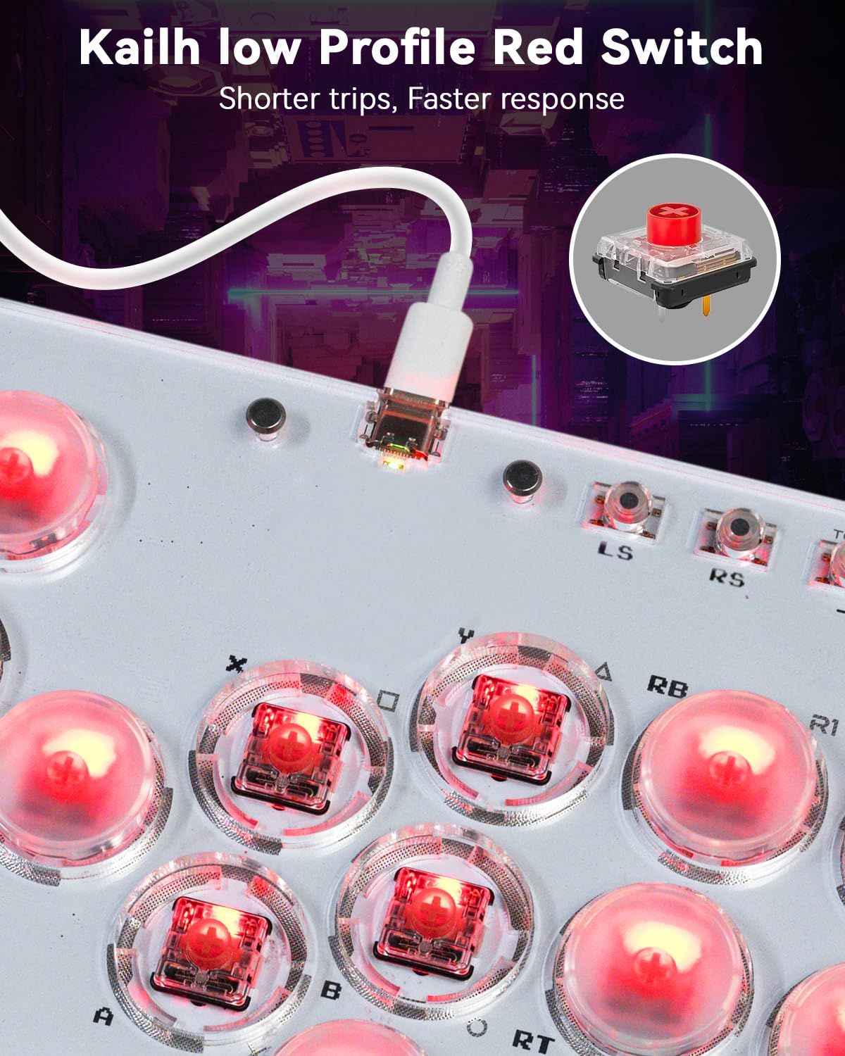 Sehawei Haute42 Arcade Stick T13 - 13Keys All-Button Controller with Turbo & RGB for PC/PS3/PS4/Switch/Steam, Supports Hot Swap & SOCD
