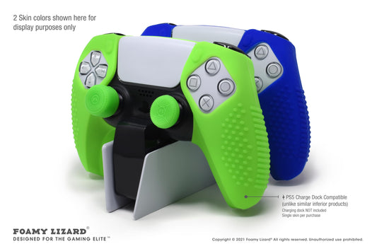 Foamy Lizard PS5 Controller Grip Cover | Anti-Slip Silicone Gel, 8 Thumb Caps | Black, Model FL-PS5-DS-SKINSET-BLACK
