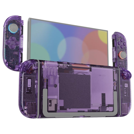 eXtremeRate DIY Replacement Shell Buttons for Nintendo Switch 2  Full Set Rear Back Plate Controller Housing with Button for Switch 2 Handheld Console & Joycon 2 - Deluxe Version - Clear Atomic Purple