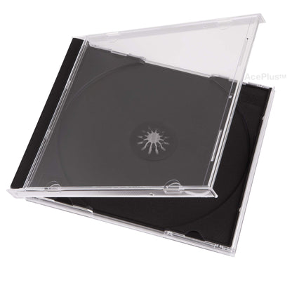 AcePlus 10-Pack Black CD Jewel Cases with 50 Assorted Color Sleeves - Plastic, Model 8541764414