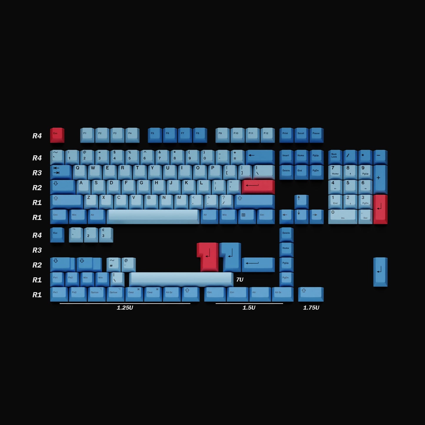 HK GAMING Dye Sublimation PBT Keycap Set - 139 Keys, Cherry Profile, ANSI US Layout, Marlins Color, Compatible with Cherry MX & Gateron