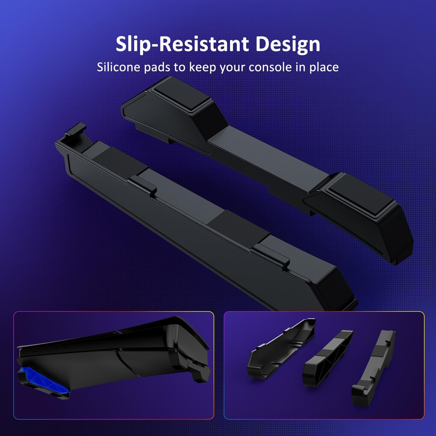 NexiGo Horizontal Stand for PS5 Slim/Pro Console, Minimalist Design, Black, Model 3561 BLK