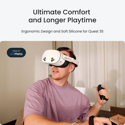 KIWI design F4 Silicone Facial Cover for Meta Quest 3S, Black, Model Q7-2P, Not Compatible with Quest 3