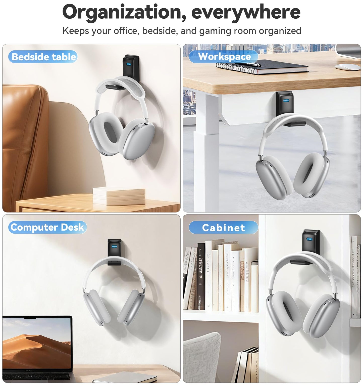 Kosker Headphone Stand Wall Mount - Gaming Headset Holder, Black, 1 Pack, Essential Accessory for PS5/XBOX/PS4, Desk & Wall Use