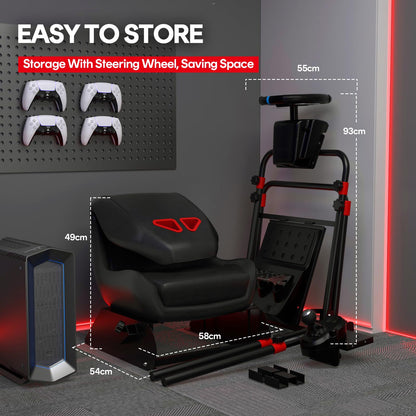 RACGTING Racing Simulator Cockpit - Foldable Adjustable Seat for Logitech & Thrustmaster - Black