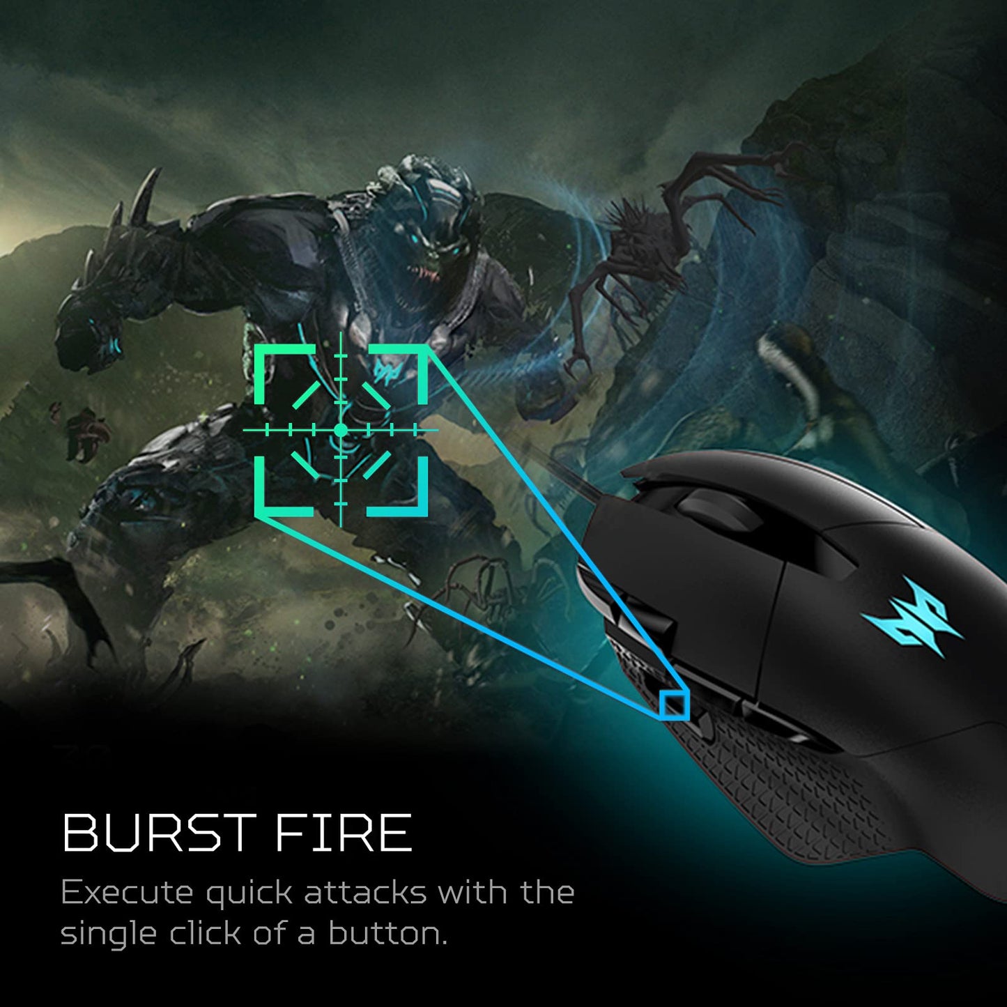 Acer Predator Cestus 315 Gaming Mouse - PixArt Sensor, Adjustable DPI, 8 Buttons, Pack of 1, Cestus 315 Model