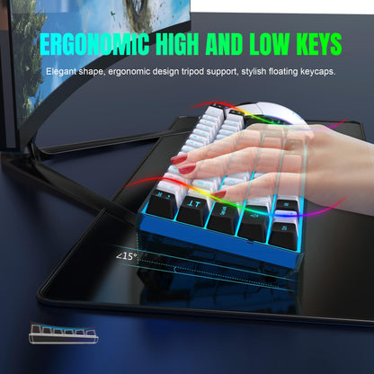 Snpurdiri Wireless Gaming Keyboard and Mouse Combo, Ice Blue Backlit, Rechargeable 2000mAh Battery, White-Black Color