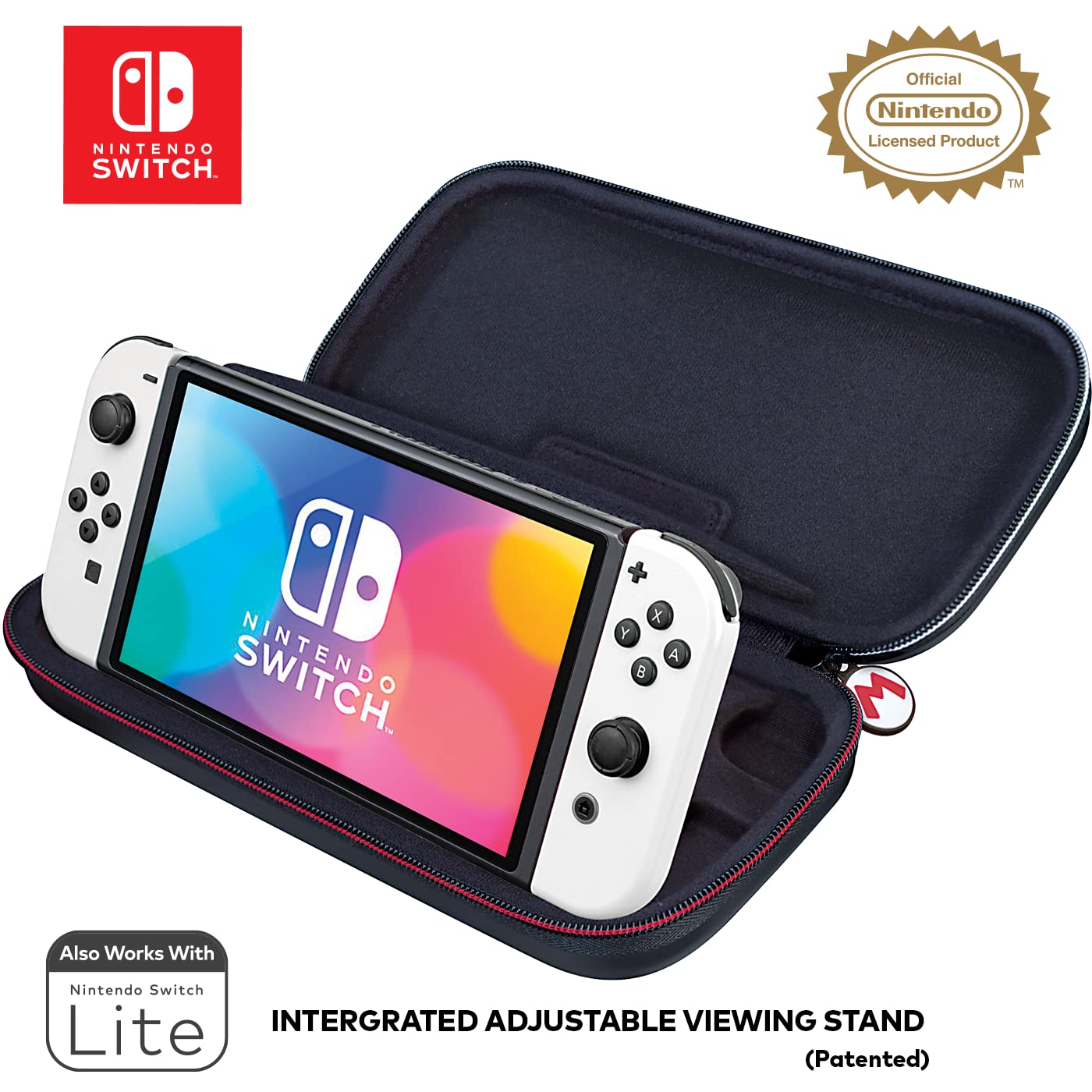 Game Traveler Nintendo Switch Case - Adjustable Stand, PU Leather, Gray, Model NNS46G, Includes 2 Game Cases for Switch, OLED, and Lite