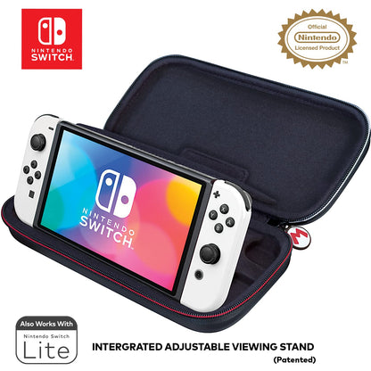 Game Traveler Nintendo Switch Case - Adjustable Stand, PU Leather, Gray, Model NNS46G, Includes 2 Game Cases for Switch, OLED, and Lite