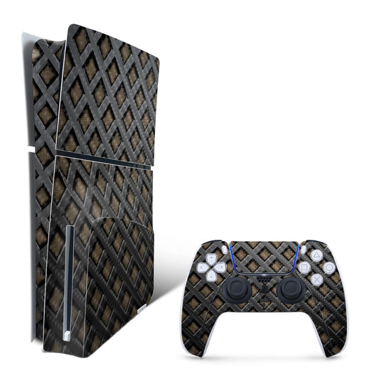 MightySkins Carbon Fiber Skin for PS5 PlayStation 5 Slim Disc Edition Bundle - Black Wall Protective  Durable Textured Carbon Fiber Finish Easy to Apply Made in The USA
