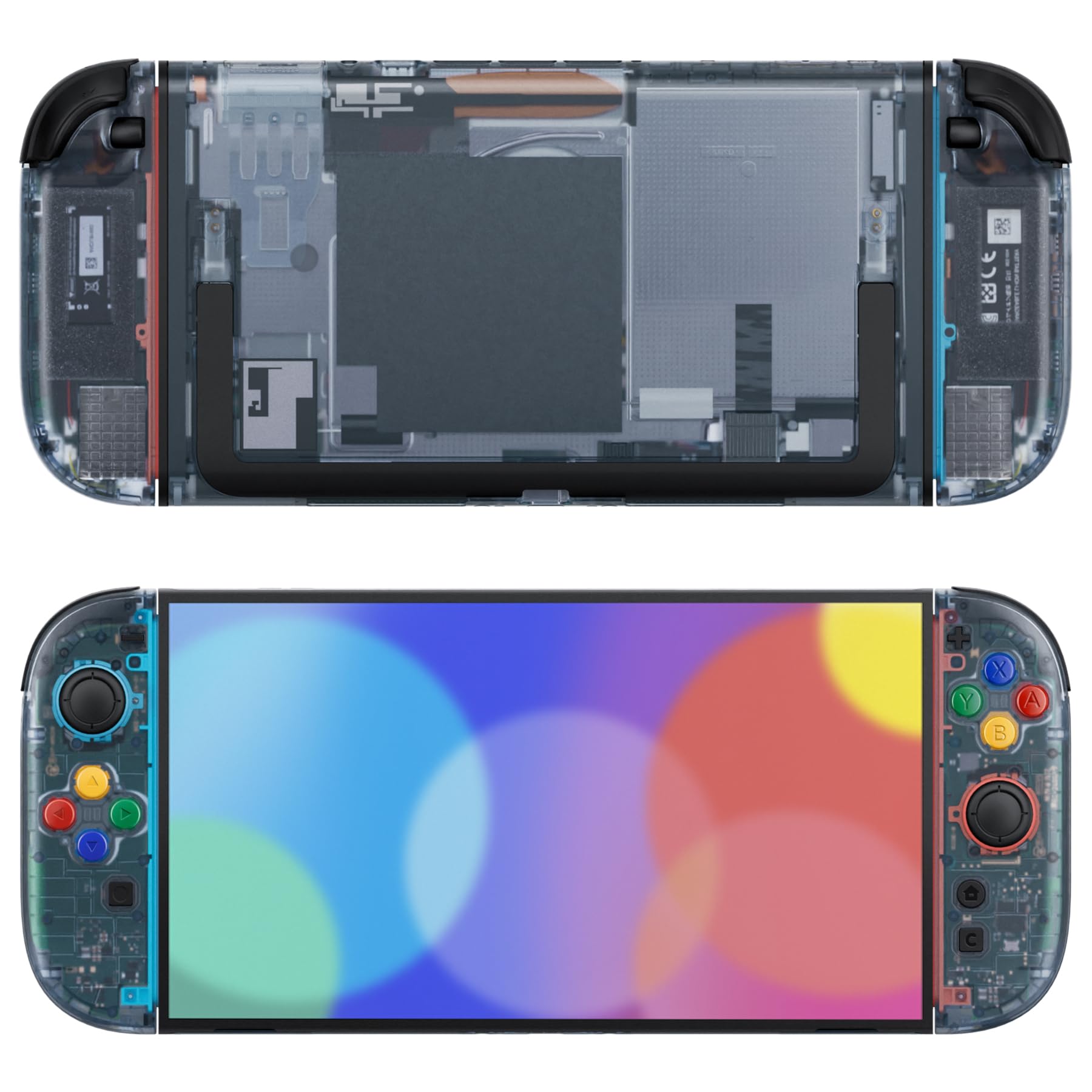 eXtremeRate DIY Replacement Shell Buttons for Nintendo Switch 2  Custom Console Rear Back Plate+Faceplate with Decorative Strips ABXY Direction Keys for Joycon 2 - Essence Version - Clear Glacier Blue