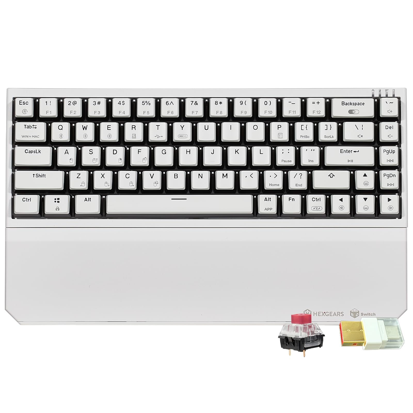 Hexgears X1 Pro Wireless Mechanica Keyboard  Hot-swappable Linear Switch Gaming Keyboard Bluetooth/2.4G/USB-C 65% Mini Compact with Wrist Rest - White