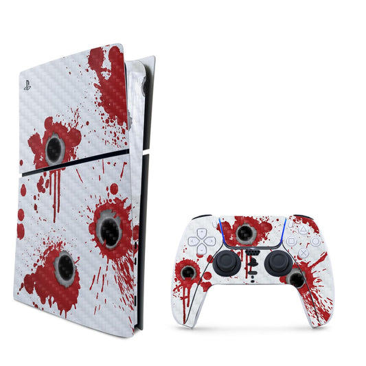 MightySkins Carbon Fiber Skin for PS5 Playstation 5 Slim Digital Edition Bundle - Bullet Holes Protective  Durable Textured Carbon Fiber Finish Easy to Apply Made in The USA