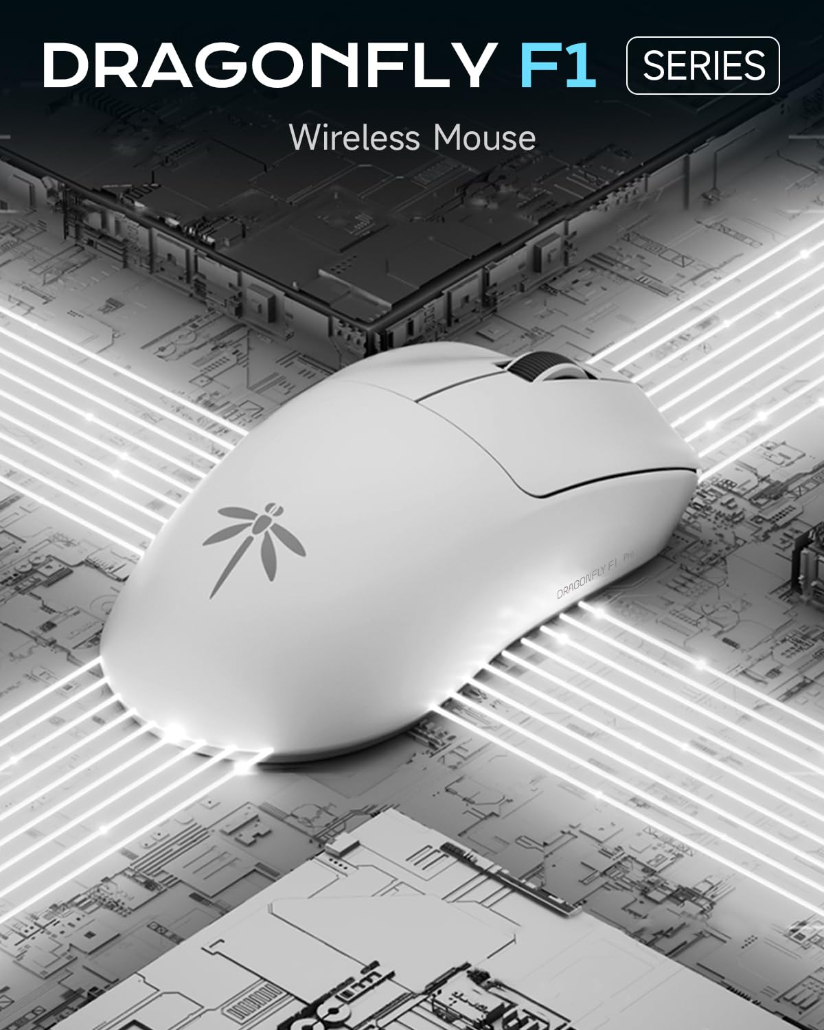 VGN Dragonfly F1 Pro Wireless Gaming Mouse - 49g, 26K DPI, 6 Buttons, 65Hrs Battery, Classic White
