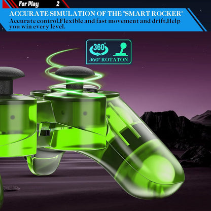 Degulan Wireless PS2 Controller Gamepad - Green and Blue, Compatible with PlayStation 2 Console