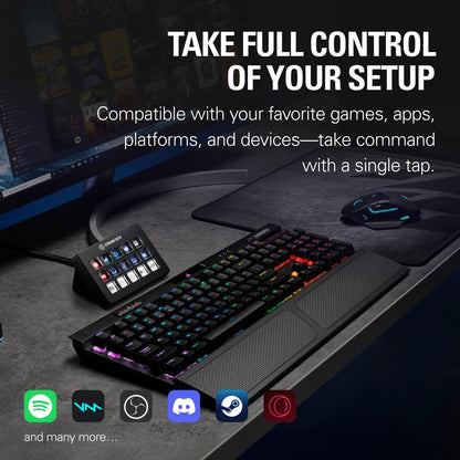Elgato Stream Deck Workflow Controller with Customizable Macro Keys, Black, Model 20GBL9901, Compatible with OBS, Twitch, Discord, Teams, Photoshop