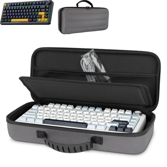 Growalleter 75% Keyboard Case - Hard Shell Travel Bag for Aula F75 & ASUS ROG, 15*7.1*3.5 inches, Compatible with Gasket Mechanical Keyboards