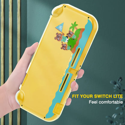 DLseego Protective Case for Nintendo Switch Lite - Hard PC Clear Anti-Shock Cover, Green, Animal Crossing Design