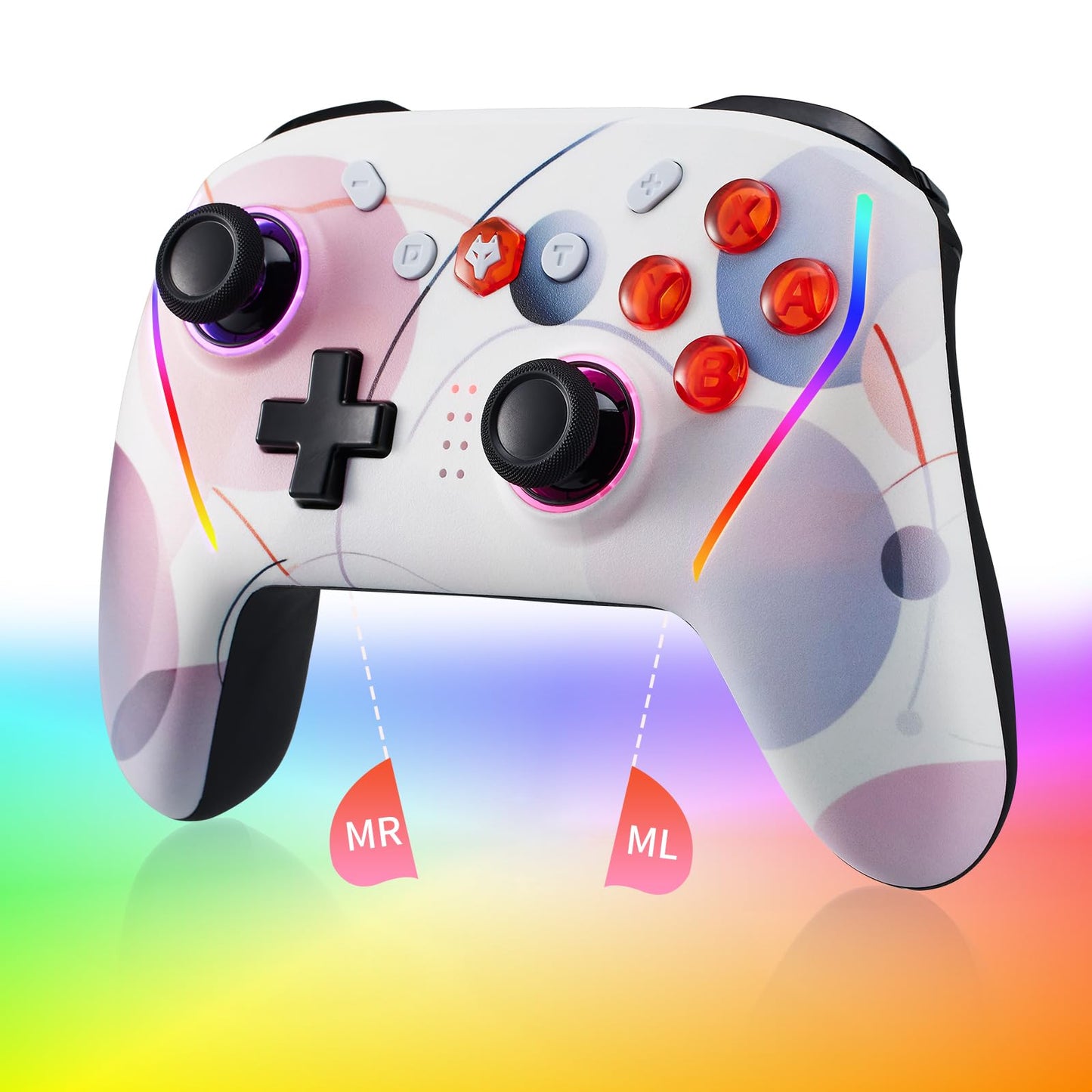 NBCP Wireless Gaming Controller Pro for Switch - 2 Macro Buttons, 1000Hz Polling, 7-Color RGB Light, Compatible with PC, Android & iOS