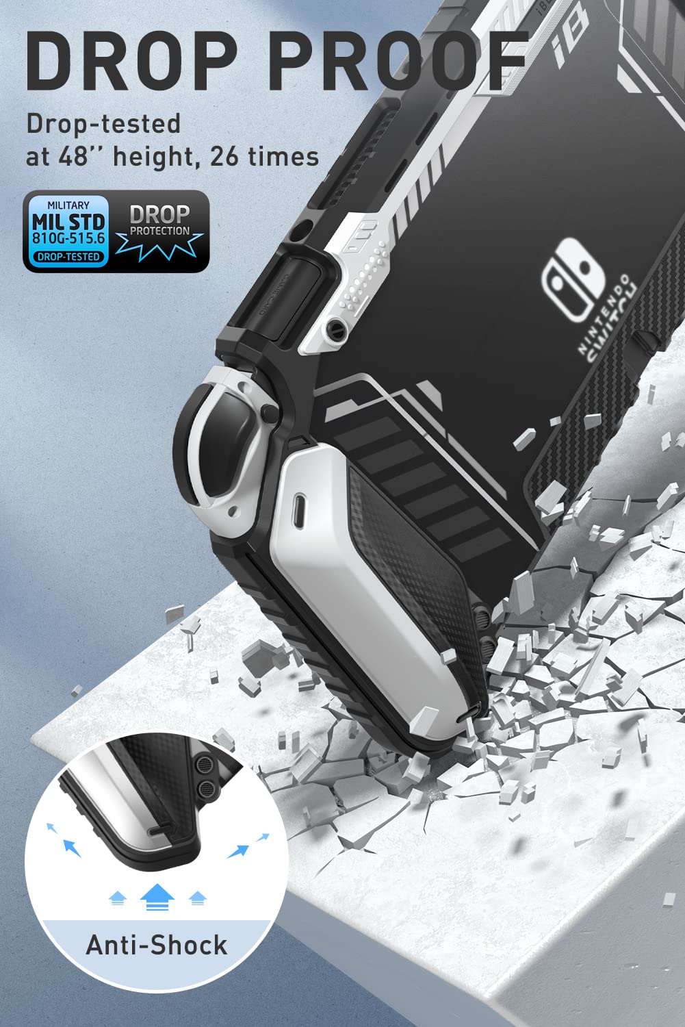 i-Blason Armorbox for Nintendo Switch OLED - Dockable, Anti-Scratch Case, Comfortable Grip, White