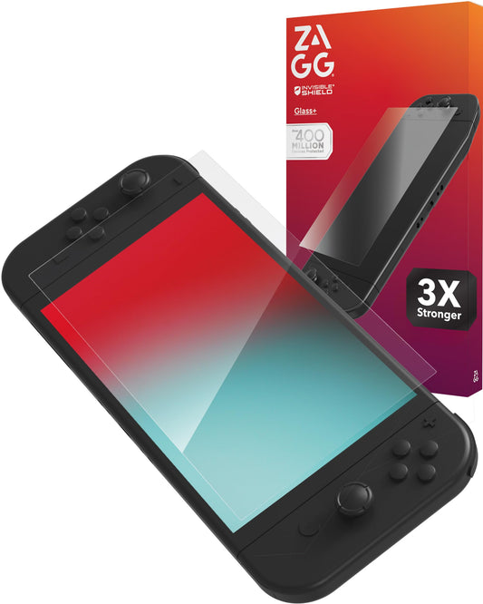 ZAGG Glass+ Nintendo Switch 2 Screen Protector - 3X Stronger Tempered Glass with Reinforced Edges  Scratch & Smudge Resistant  InvisibleShield  Easy Installation  Smooth Touch