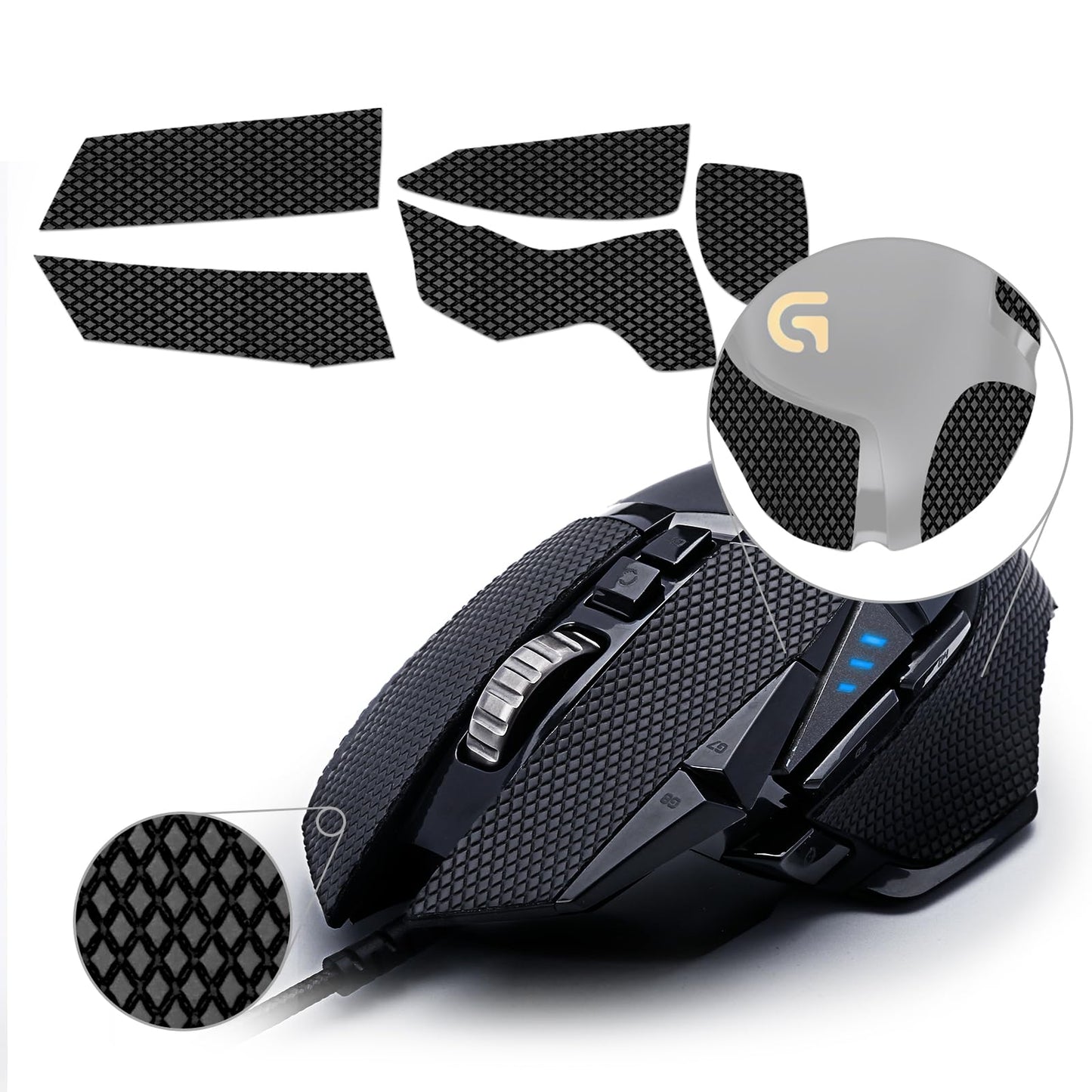 TALONGAMES Mouse Anti Slip Grip Tape Compatible with Logitech G502 Wired / G502 Wireless Gaming Mouse  Palm Sweat Absorption  Thin 0.5mm  Cut to Fit  Easy to Apply  Mouse Skin