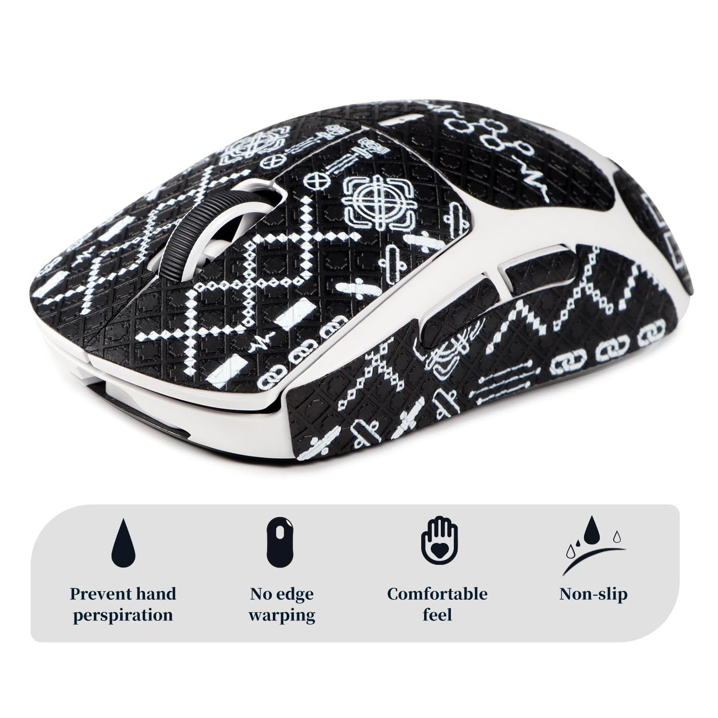 immoenuc Mouse Grip Tape for Logitech G PRO X Superlight - Anti-Slip, Sweat-Resistant, Pre-Cut, Printing Pattern