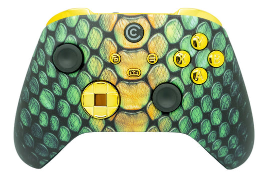 Custom Controllerzz Wireless Controller for Xbox Series X/S & PC - Viper Grid & Gold Chrome Inserts