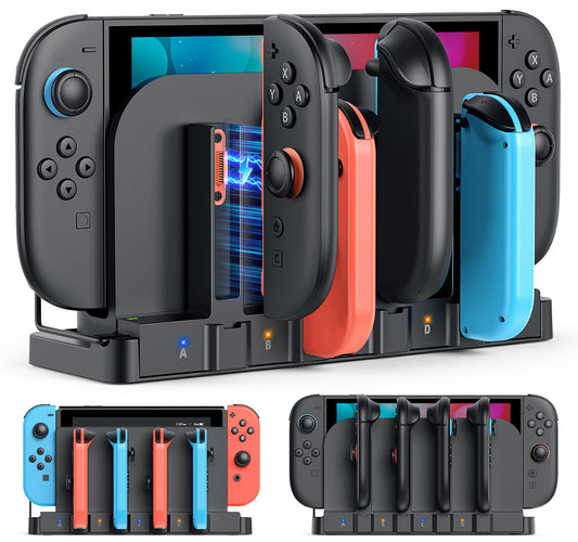 [Switch 1/2 Compatible] FASTSNAIL 9-in-1 Dual-Direction Magnetic Controller Charger for Nintendo Switch 2 2025 & Original & OLED Controller  Fast Charging Dock for Switch 2 Controller Accessories
