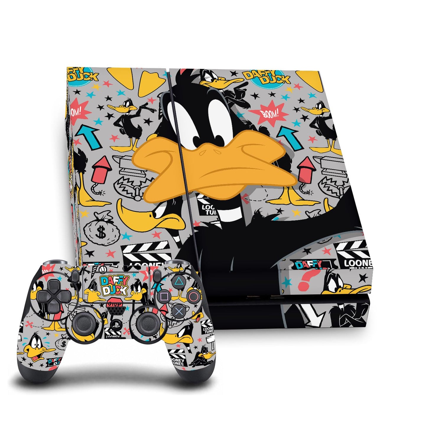 Head Case Designs Officially Licensed Looney Tunes Daffy Duck Graphics and Characters Vinyl Sticker Gaming Skin Decal Compatible With Sony PlayStation 4 PS4 Console and DualShock 4 Controller Bundle