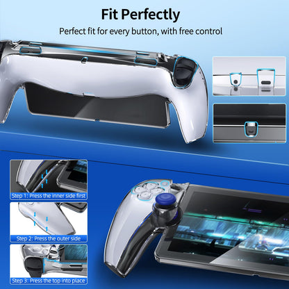 FYOUNG 3 in 1 Accessories Bundle for PS5 Portal - Sapphire Blue Carrying Case, Hard PC Cover & Tempered Glass Protector, Model PSP7